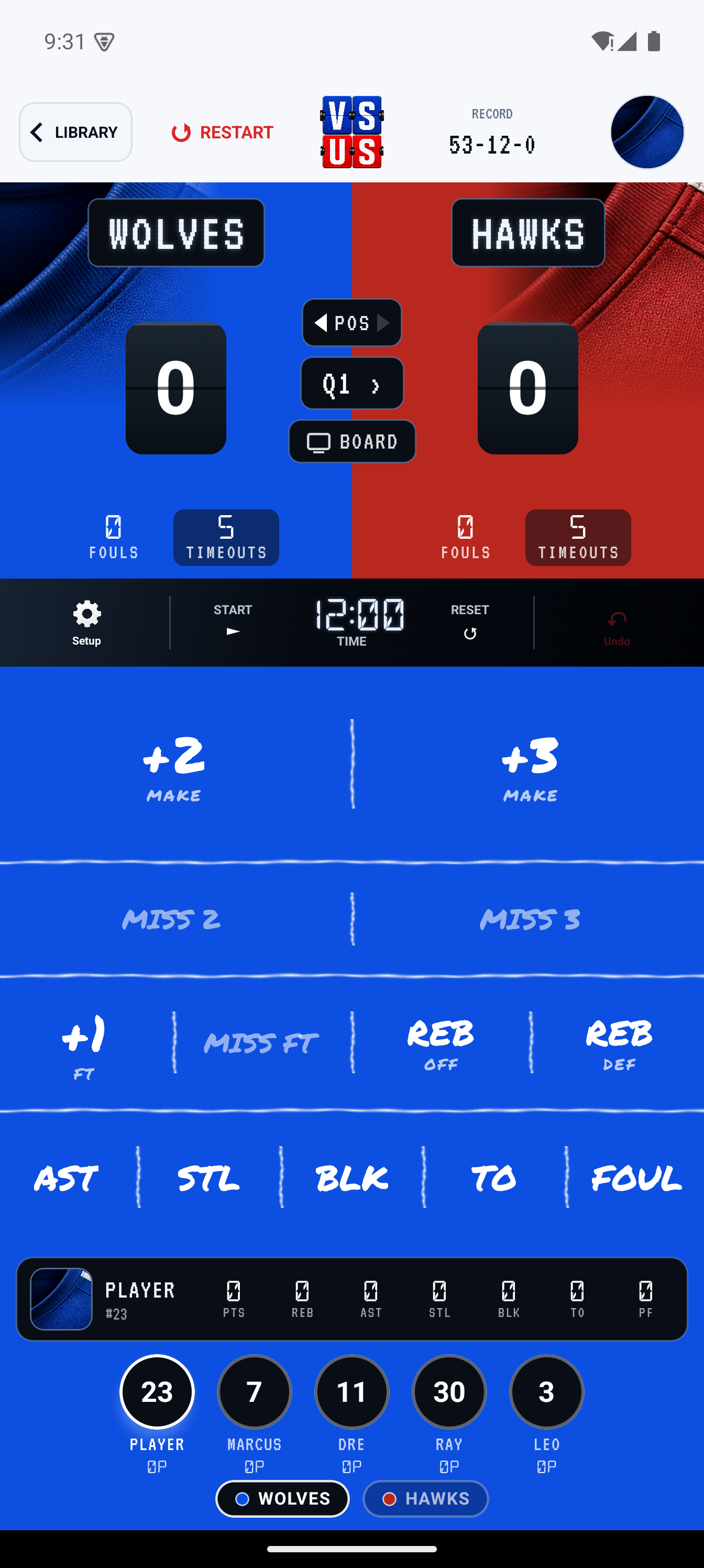 Current VS US basketball scoring controls on a phone.
